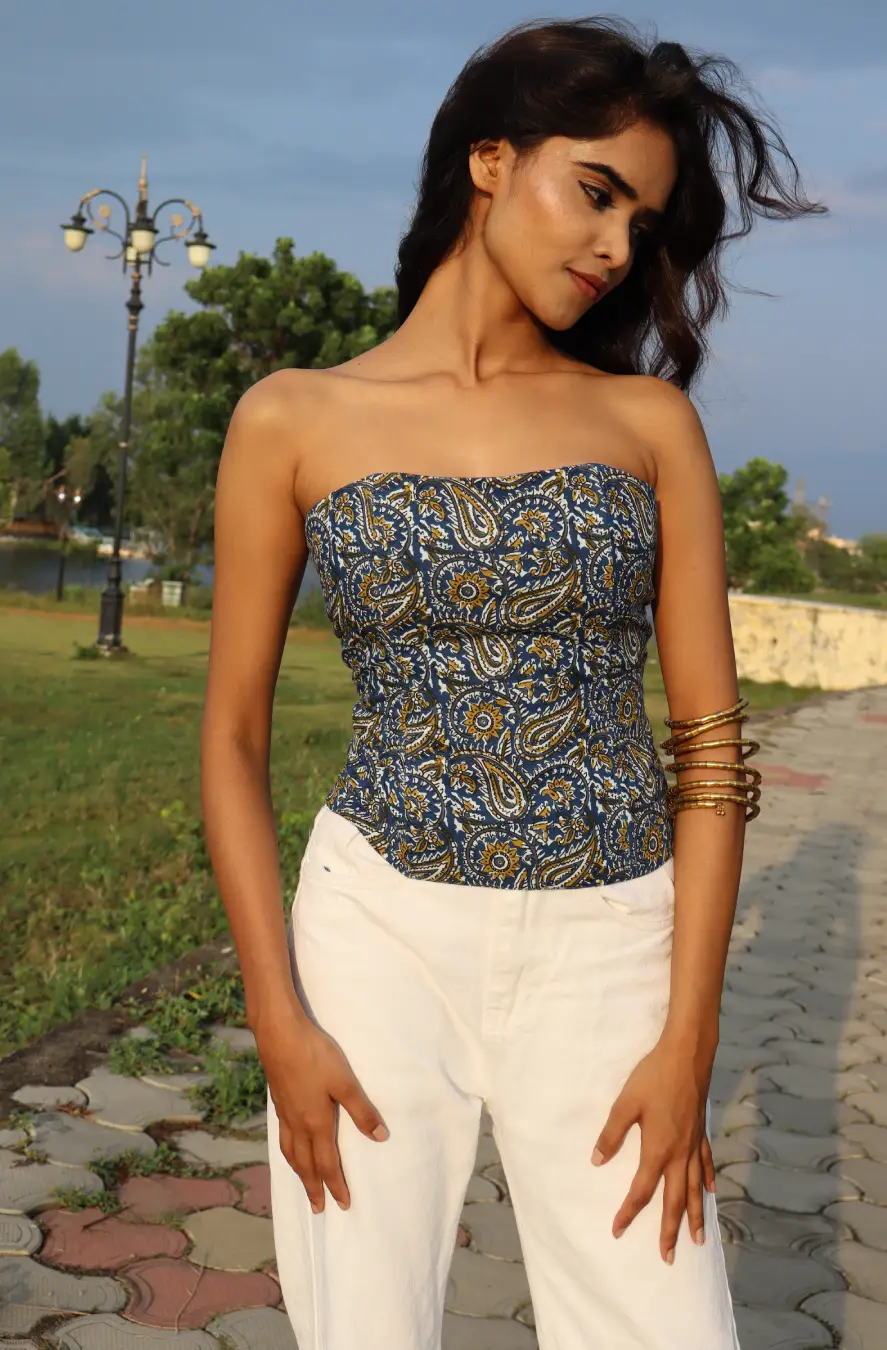 Blue Paisley Corset Top - Image 5