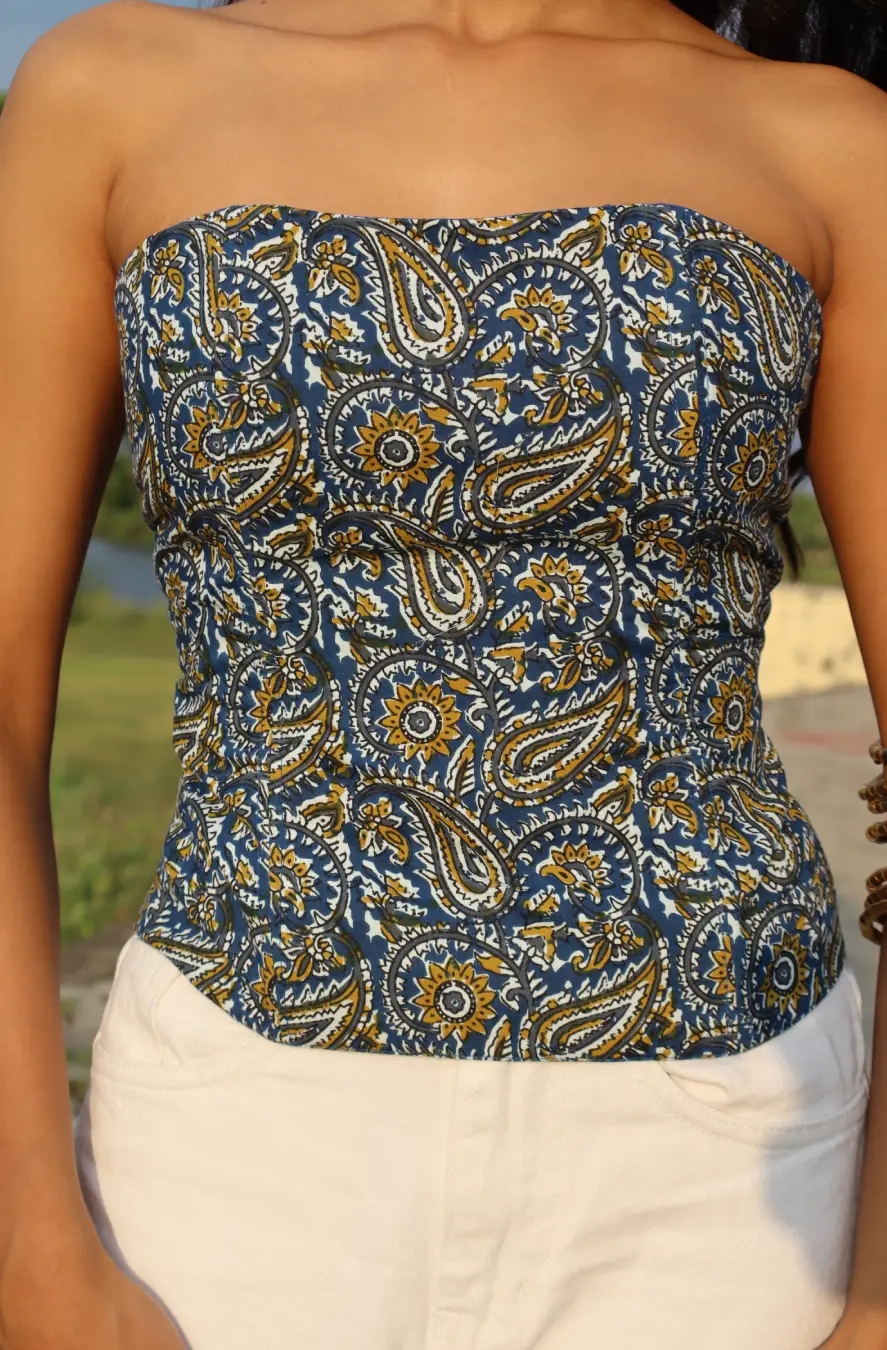 Blue Paisley Corset Top - Image 3